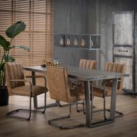 Industriële Eettafel 'Ivo' 180 x 90cm, kleur Leem Antiek - thumbnail