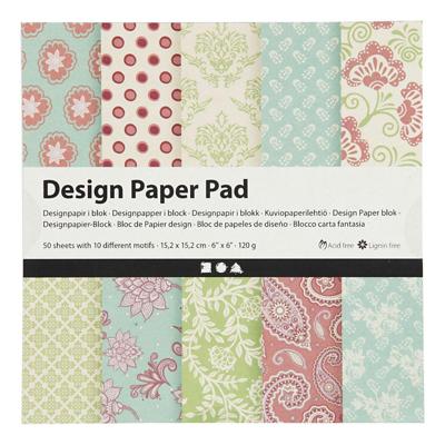 Creativ Company Design papierblok mint groen/paars, 50 vellen