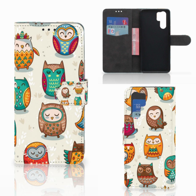 Huawei P30 Pro | Telefoonhoesje | Met pasjeshouder | Vrolijke Uilen Huawei P30 Pro | Telefoonhoesje | Met pasjeshouder | Vrolijke Uilen