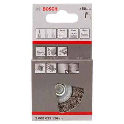 Bosch Accessories Schijfborstel, 50 mm, 0,2 mm, 15 mm, 4500 omw/min 2608622120 Schacht-Ø 6 mm 2608622120 1 stuk(s)