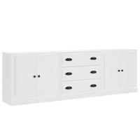 Dressoirs 3 st bewerkt hout wit - thumbnail