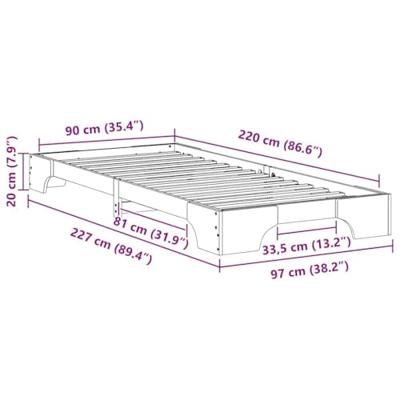 Bedframe met opslag Wit 90 x 220 cm Hout