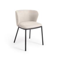 Kave Home Eetkamerstoel 'Ciselia' Chenille, kleur Beige - thumbnail