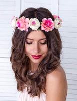 Haarband Bloemen Roze/Wit Luxe - thumbnail