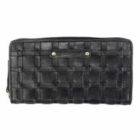 Lederen Portemonnee Geweven Zwart - thumbnail