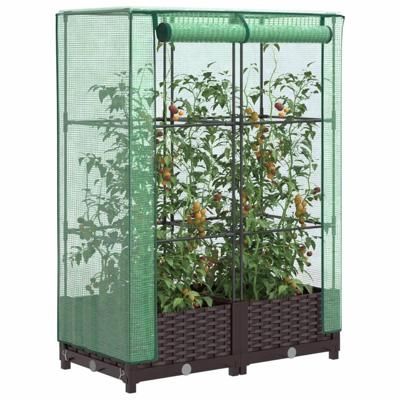 VidaXL Plantenbak verhoogd met kashoes 80x40x123 cm rattanlook