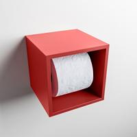 MONDIAZ Easy Toiletrolhouder CUBE 160 solid surface 16x16cm kleur Fire. Geschikt voor op en inbouw. - thumbnail