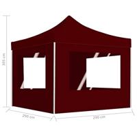 Partytent inklapbaar met wanden 3x3 m aluminium wijnrood - thumbnail