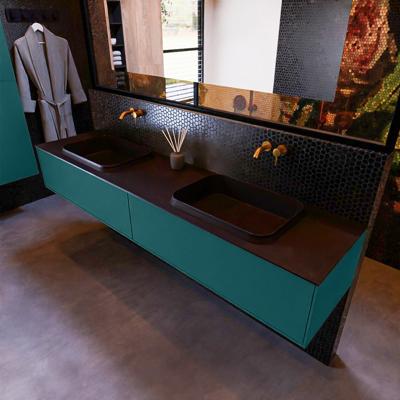 Badkamermeubelset Mondiaz Erin 200 cm met 2 Lades met RIDGE Wastafel Dubbel Urban Zonder Kraangaten Greeploos Mat Smag Badkamermeubelset Mondiaz Erin 200 cm met 2 Lades met RIDGE Wastafel Dubbel Urban Zonder Kraangaten Greeploos Mat Smag