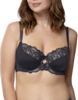 Kanten beugel BH - Celine - Stevige bh zonder vulling - Grote maten - 85E - Zwart - 85E - thumbnail