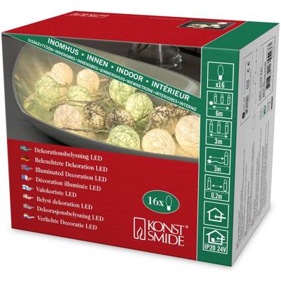 Konstsmide 3135-543 Motief lichtketting Kogel Binnen werkt op het lichtnet Aantal lampen 16 LED Warmwit Verlichte lengte: 3 m