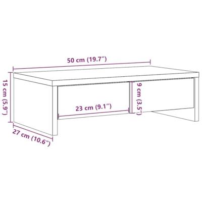 Monitorstandaard met lades 50x27x15 cm bewerkt hout wit