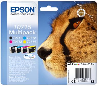 Epson inktcartridge T0715,250-415 pagina&apos;s, OEM C13T07154012, 4 kleuren