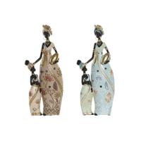 Decoratieve figuren Home ESPRIT Groen Beige Afrikaanse (2 Stuks) - thumbnail