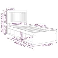 Bedframe Bruin Eiken 90 x 190 cm Massief grenenhout - thumbnail