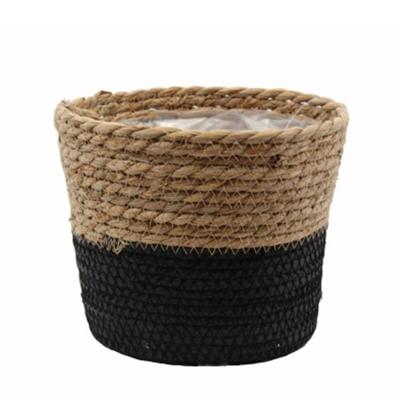 Pot Seagrass Natural/Black - diameter 18x15 cm Van der Leeden - Van der leeden