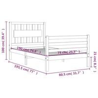 Bedframe met hoofdbord massief hout wit - thumbnail