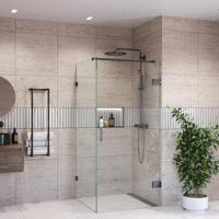 Douchecabine BWS Portos Profielloos Zwart Chroom Helder Glas 8 mm Nano Coating (Alle Maten) - thumbnail