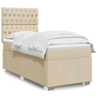 Boxspring met matras stof crèmekleurig 200x200 cm - thumbnail