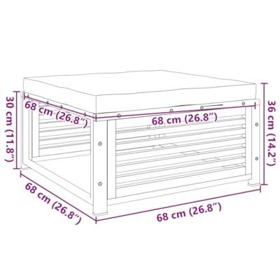 Tuinvoetenbank met kussen 68x68x30 cm massief acaciahout - thumbnail