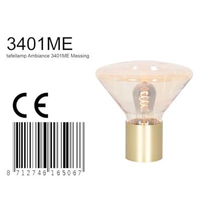 Steinhauer TafellampAmbiance goud met amber glas - 3401ME
