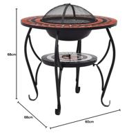 VidaXL Vuurtafel mozaïek 68 cm keramiek terracottakleurig en wit - thumbnail