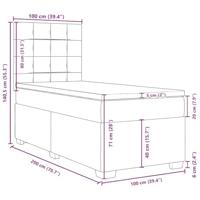 Boxspring met matras fluweel lichtgrijs 100x200 cm - thumbnail