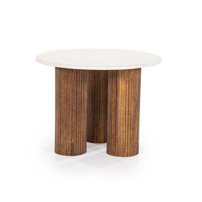Eleonora Ronde Bijzettafel 'Xavi' Marmer en mangohout, 60cm