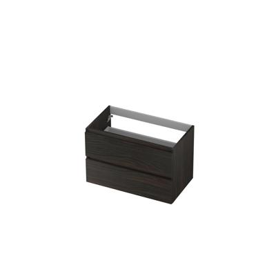 INK - Onderkast 2 Laden Greeploos met Houten Keerlijst - 800x400x520 Mm - Intens Eiken