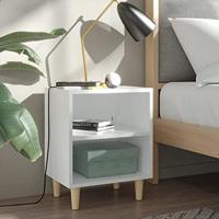 VidaXL Nachtkastjes 2 st met massief houten poten 40x30x50 cm wit - thumbnail