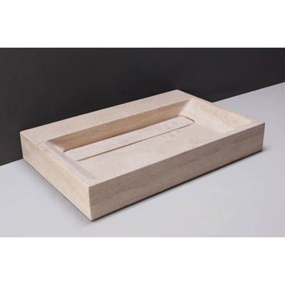 Forzalaqua Bellezza wastafel 60x40x9cm Rechthoek 0 kraangaten Natuursteen Travertin gezoet 100337 Forzalaqua Bellezza wastafel 60x40x9cm Rechthoek 0 kraangaten Natuursteen Travertin gezoet 100337