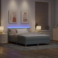 Boxspring Bed met Matras & LED Lichtgrijs 160x200 cm Stof - thumbnail
