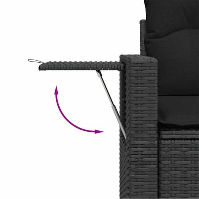 10-delige Loungeset met kussens poly rattan zwart - thumbnail