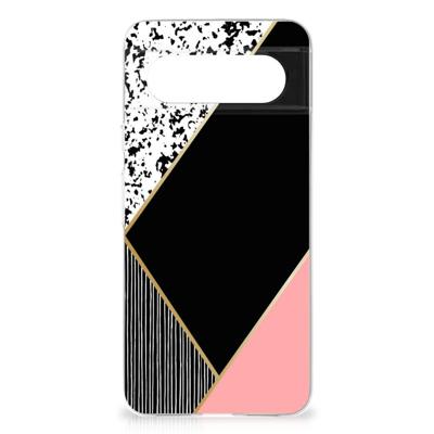 Google Pixel 8 | TPU Hoesje | Zwart Roze Vormen Google Pixel 8 | TPU Hoesje | Zwart Roze Vormen