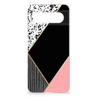 Google Pixel 8 | TPU Hoesje | Zwart Roze Vormen - thumbnail