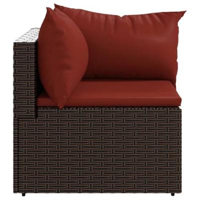 Tuinhoekbanken met kussens 2 st poly rattan bruin