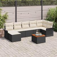 Tuinbankenset met kussen 8 pcs Zwart poly rattan - thumbnail