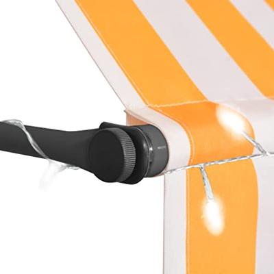 Luifel handmatig uitschuifbaar met LED 300 cm wit en oranje - thumbnail