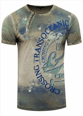Rusty Neal - Heren T-Shirt - Kaki - Zachte Stof - Italianstyle Rusty Neal - Heren T-Shirt - Kaki - Zachte Stof - Italianstyle
