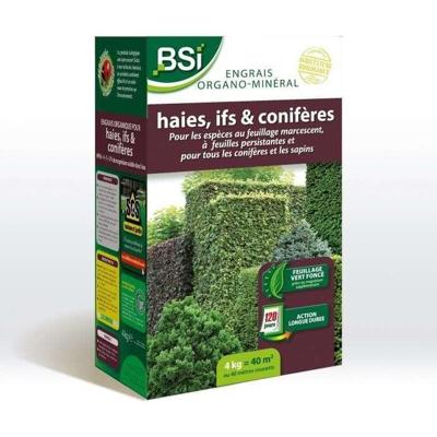 BSI - Organisch-minerale meststof voor heg / taxus / conifeer - voor alle coniferen of sparren - 4Kg - tot 40 m² - UAB