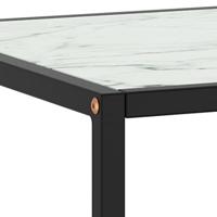 Salontafel met wit marmerglas 100x50x35 cm zwart - thumbnail