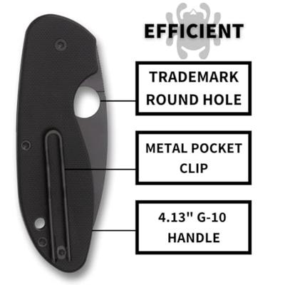 Spyderco Efficient Black / Black 8Cr13MoV PE Mes Black