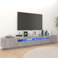 Tv-meubel met LED-verlichting 260x35x40 cm betongrijs - thumbnail