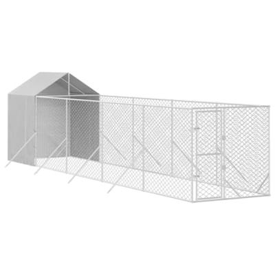 Hondenkennel met dak 2x10x2,5 m gegalvaniseerd staal zilver