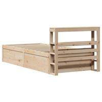 Bedframe met hoofdbord massief grenenhout 75x190 cm - thumbnail