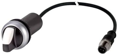 Eaton 186103 keuzeknop, Classic, met voorbouw, raster, 2 posities, 1 S, kabel (zwart) met M12a stopcontact, 4-polig, 0,2 m