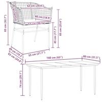 5-delige Tuinset met kussens poly rattan glas zwart - thumbnail