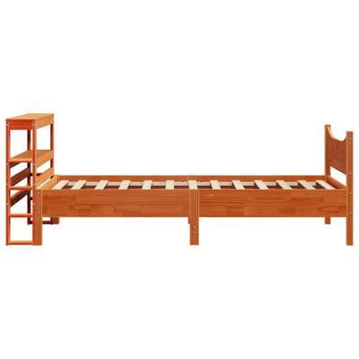 Bedframe met hoofdbord massief grenenhout wasbruin 75x190 cm Bedframe met hoofdbord massief grenenhout wasbruin 75x190 cm