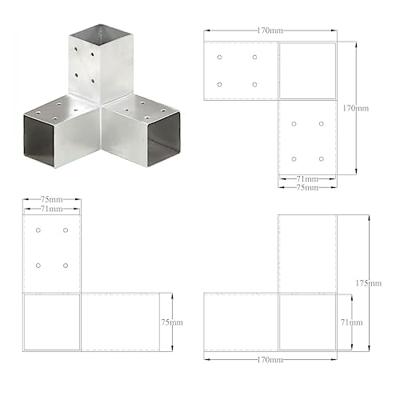 VidaXL Paalverbindingen 4 st y-vorm 71x71 mm gegalvaniseerd metaal - thumbnail