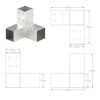 VidaXL Paalverbindingen 4 st y-vorm 71x71 mm gegalvaniseerd metaal - thumbnail
